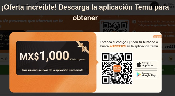 TEMU Cupon descuento Para Mexico